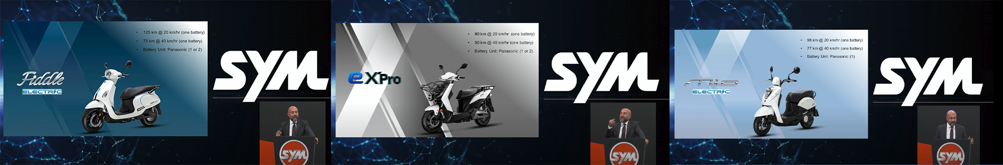 SYM在米蘭展上也公布三款電動車的續航表現